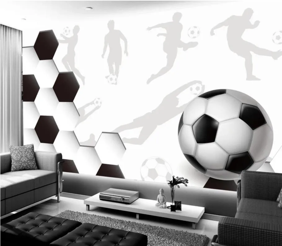 Football Modern Minimalistic Parete dipinta a mano Wall 3D Murales sfondi gratuiti per soggiorno