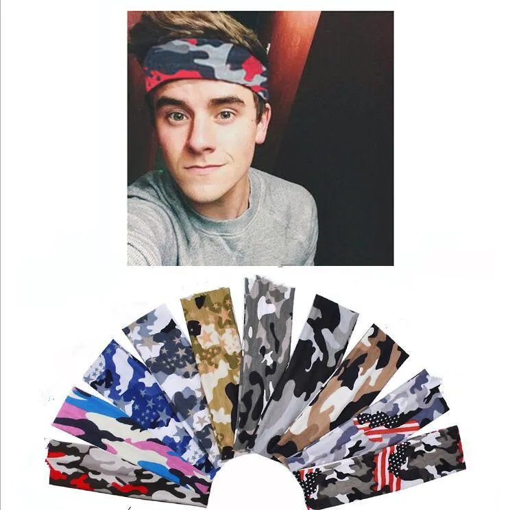 Sport Camouflag Headband Elastic Fitness Yoga Sweatband Outdoor Gym Running Tennis Basketball Wide Hair Band Fashion Hair Accessories DYP428