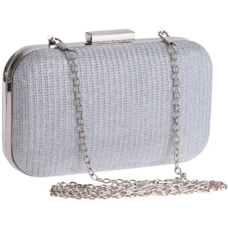 Glanzende glitter zilverzwarte bruidshandtassen clutch tassen voor formele feestgelegenheden met kettingen dames portemonnees