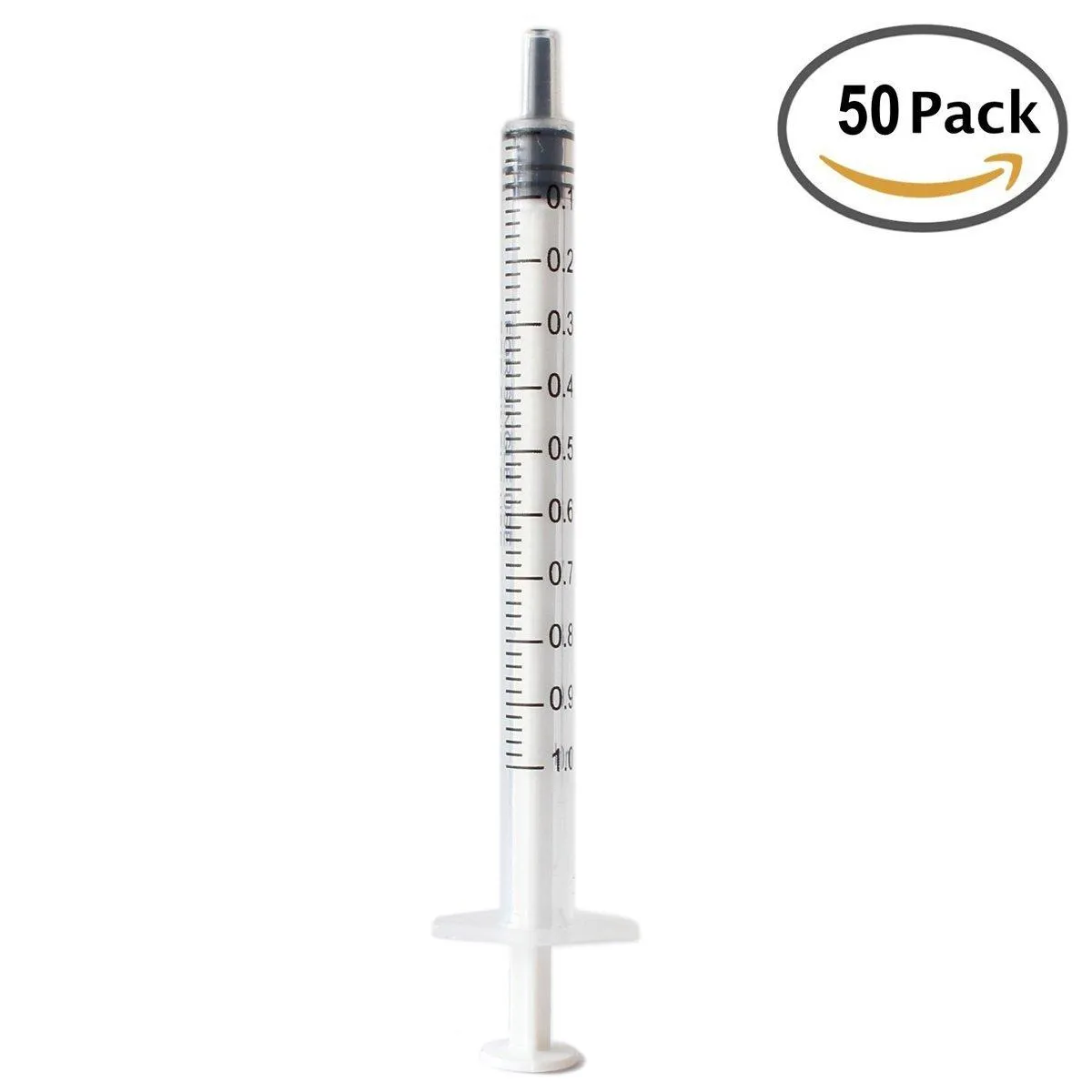 1ml 1cc Plastic Syringe Slim Injection Nutrient Syringe with Luer Slip Tip, No Needle, Non-Sterile (Pack of 50)