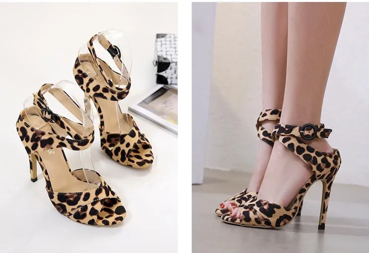 2019 moda leopardo tamanho cinta cruz impressa salto alto sandálias mulheres sapatos de designer de 35 a 40