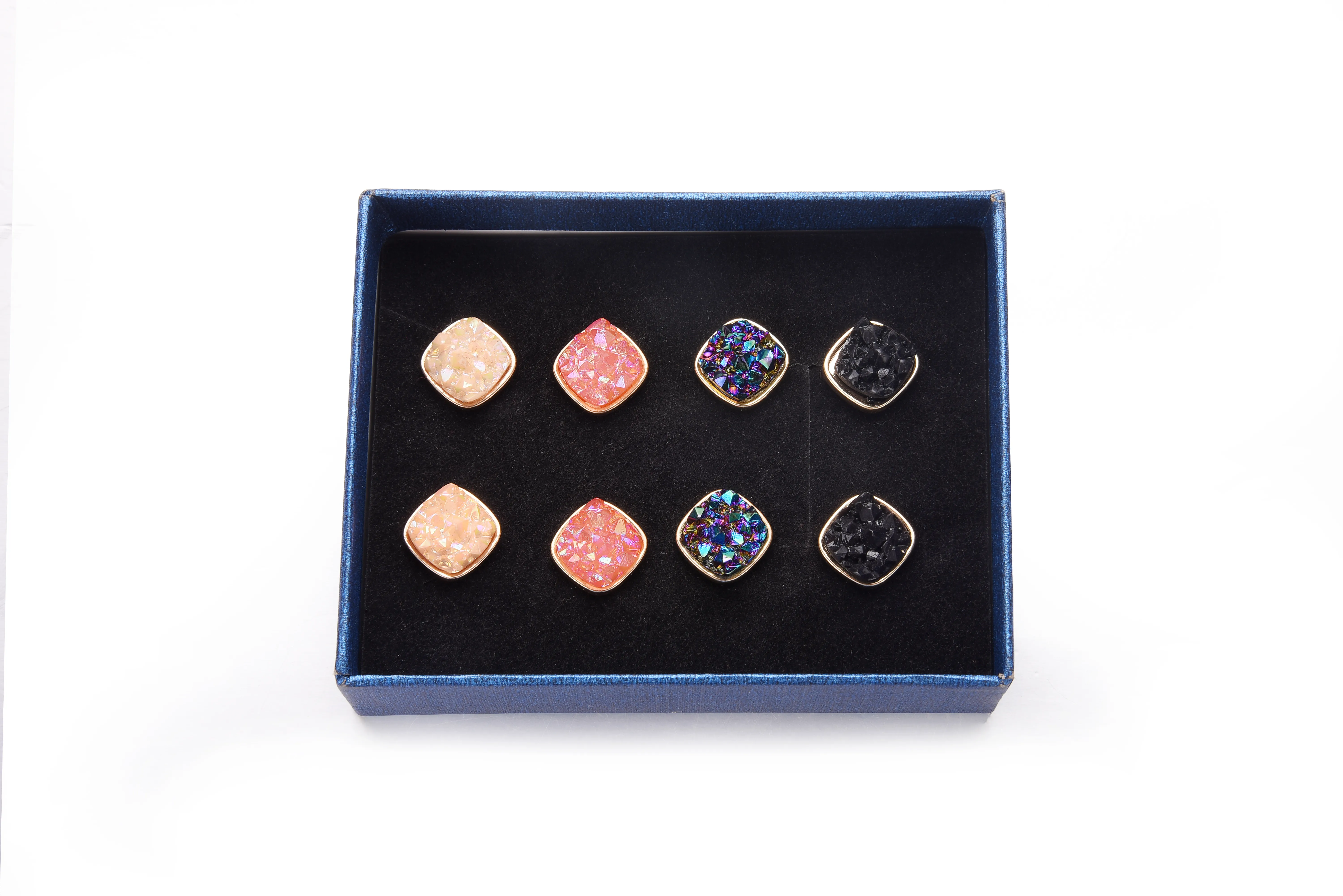 Crystal Cluster Square Stud Earrings Women Fashion Elegant Temperament Stainless Steel Designer Earrings