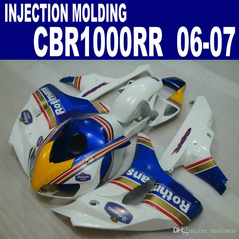 Moulage par injection moto pour carénages HONDA CBR1000RR 2006 2007 kit carénage freeship jaune bleu blanc CBR 1000 RR 06 07 CP33