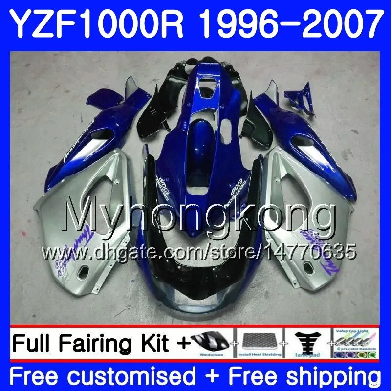Kropp för Yamaha YZF1000R Thunderace 02 03 04 05 06 07 238HM.41 YZF 1000R YZF-1000R 2002 2003 2004 2005 2006 2007 Fairing Blue Silvery Kit