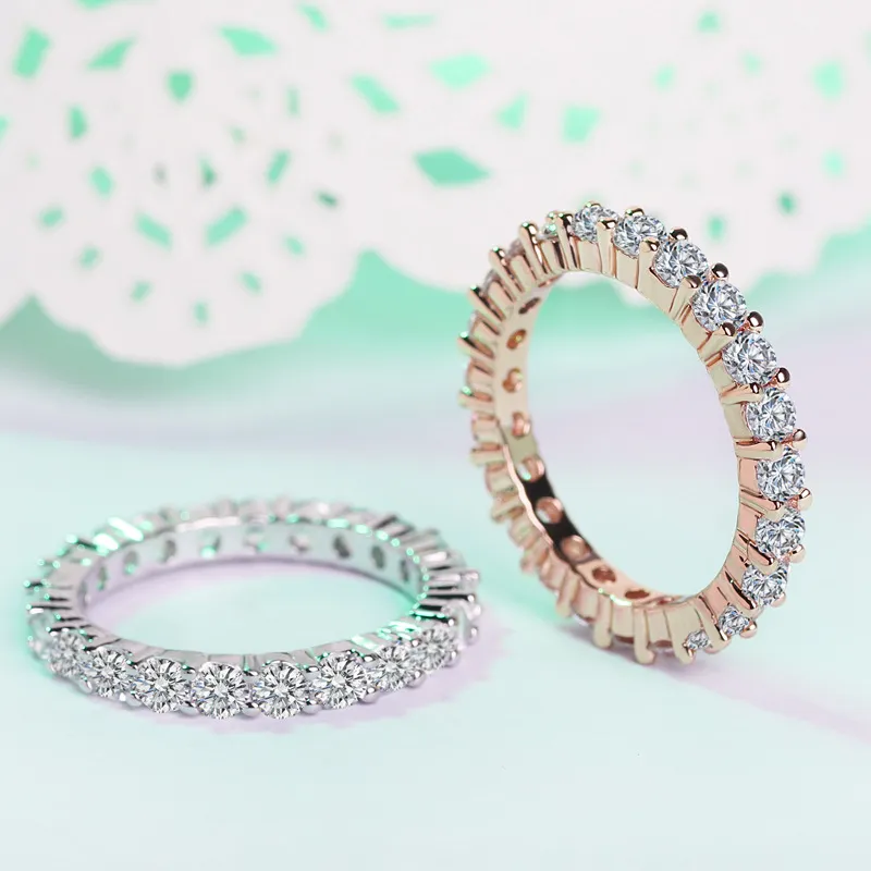 De uma única linha anel de diamante rosa feminino anéis de ouro cauda-Fashion-boom vendendo