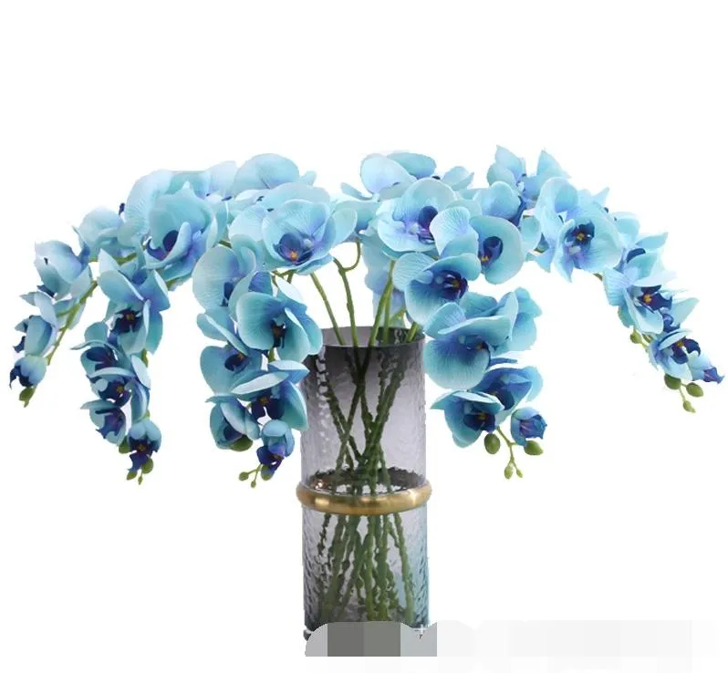 Orchidée Phalaenopsis Artificielle De 43,2 Cm - Fleurs Décoratives - Orchidée Artificielle Au Toucher Réaliste Avec Pot En Céramique Argenté Pour Centre De Table, Salon, Décoration D'intérieur