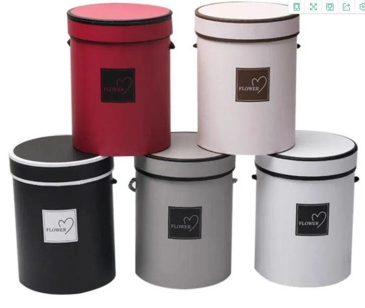 Paper box organizer Pure Color Round Flower Paper Boxes with Lid Hug Bucket Florist Gift Box 14X18 cm PH1