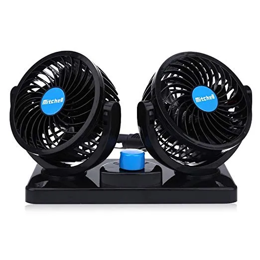 12 V Elektroauto Fan 360 Grad Drehbare 2 Geschwindigkeit Dual Head Auto Auto Kühlung Umluftventilator für Van SUV RV Boot Auto Fahrzeuge Golf