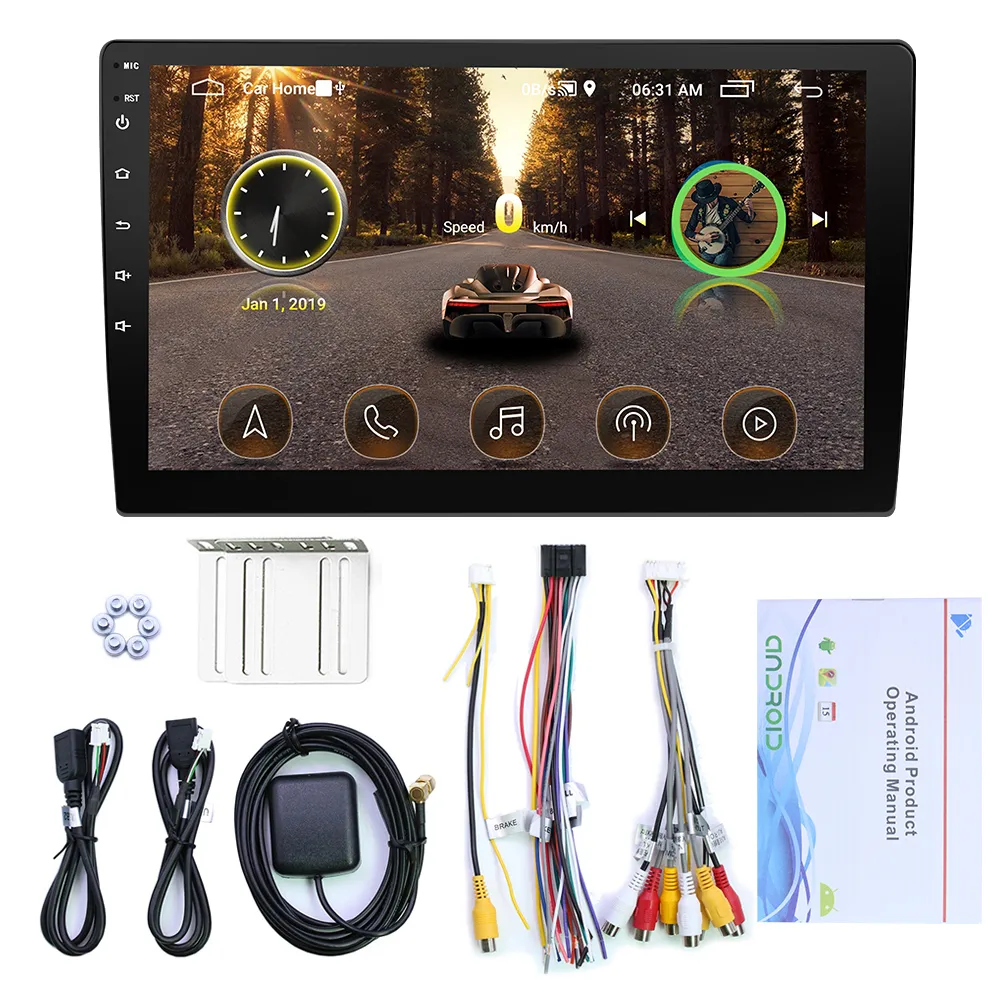 10.1 inches HD-bil MP5-spelare GPS-navigering MP3-radio AIO-maskin för Android