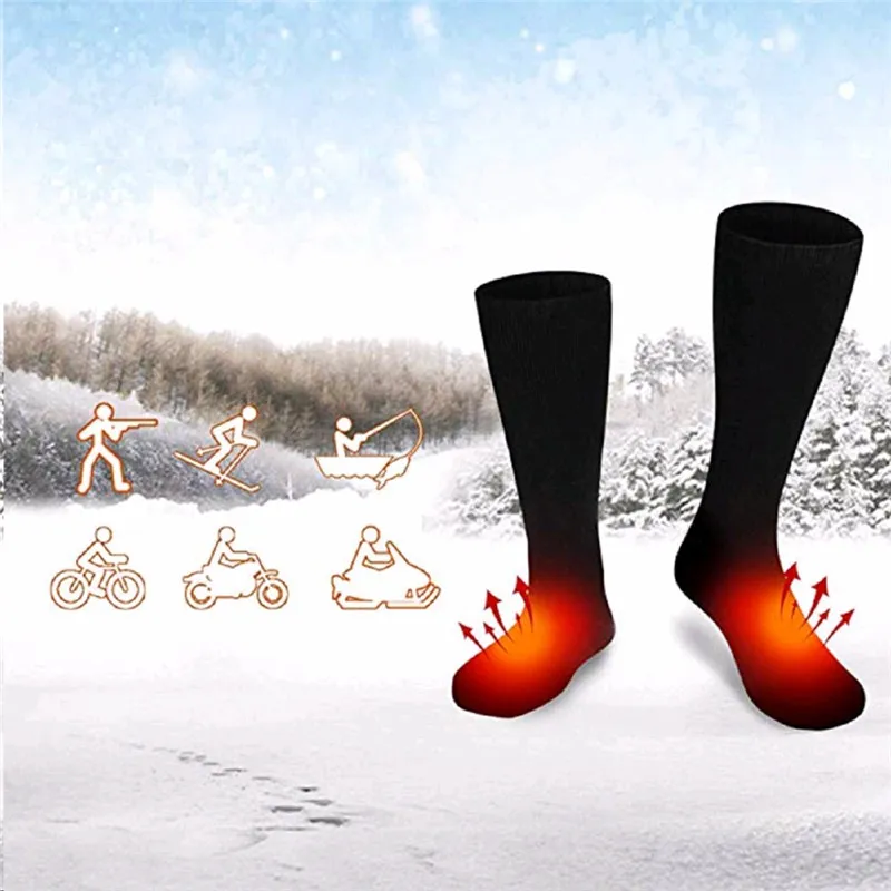 Thermal Cotton Heated Socks Sports Ski Socks Winter Foot Warmer Electric Warm Up Sock Battery Power for Men Women High Quality222G