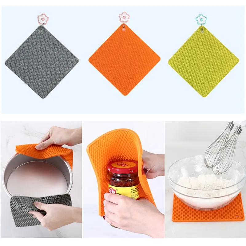 Square Table Mat Silicone Mat Baking Liner Kid Placemat Multifunction Kitchen Mat Pad Oven Mats Heat Insulation Non Slip Pad DBC VT0413