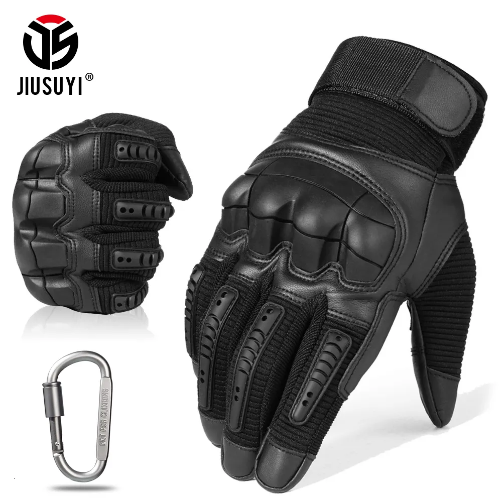 Touch Screen Tactical Rubber Hard Knuckle Volledige Vinger Handschoenen Militaire Leger Paintball Airsoft Fiets Combat PU Lederen Handschoen Mannen T191108