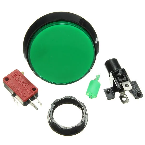 5Pcs Green LED Light 60mm Arcade Video Game Player Push Button Switch