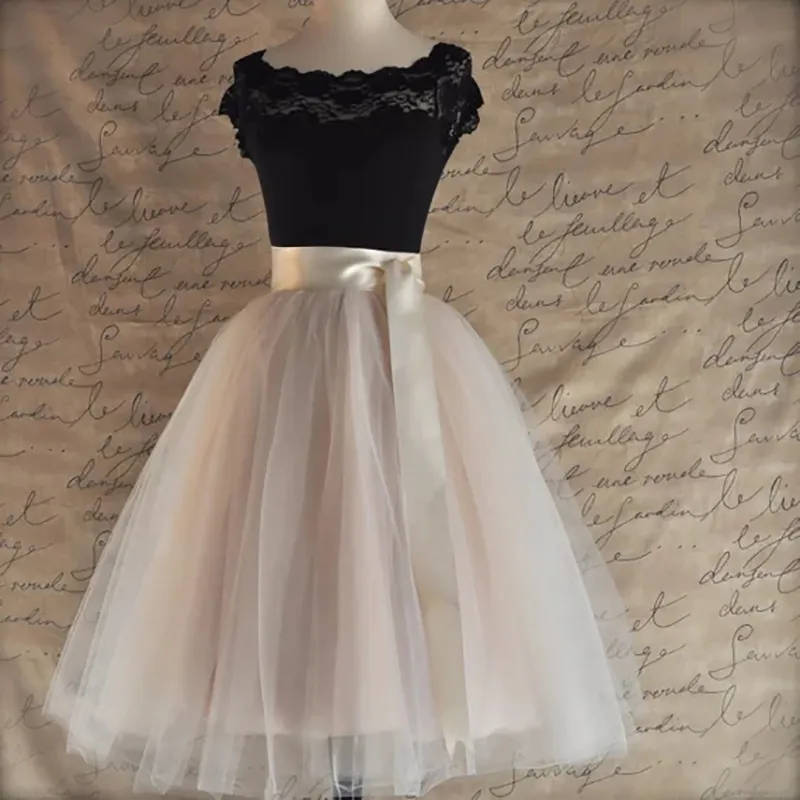 26 Colors 5 Layered 65cm Knee Length Tulle Skirt Tutu Women Skirt High Waist Pleated Cosplay Petticoat Elastic Belt Faldas