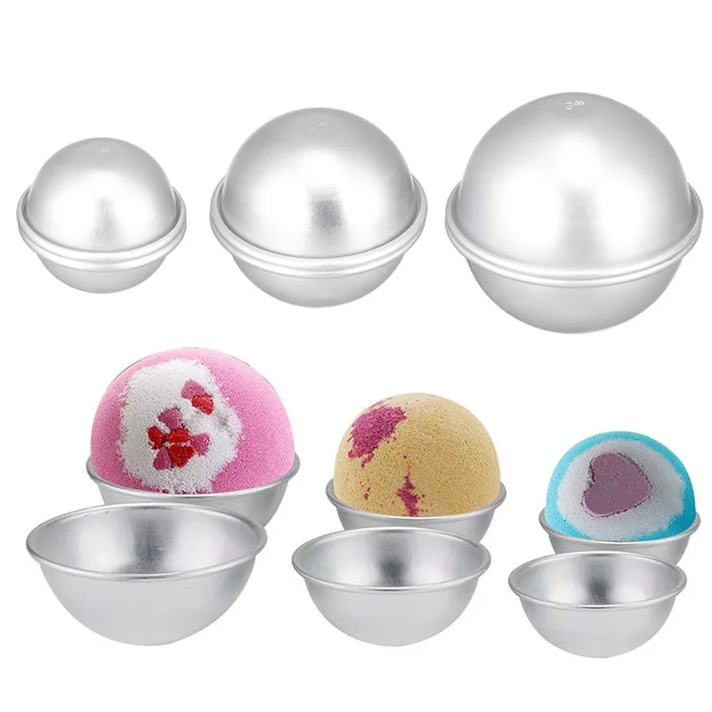 Round Aluminium Alloy Bath Bomb Molds DIY Cake Tart Pudding Candle Tool Salt Ball Homemade Crafting Gifts Semicircle Sphere Mold