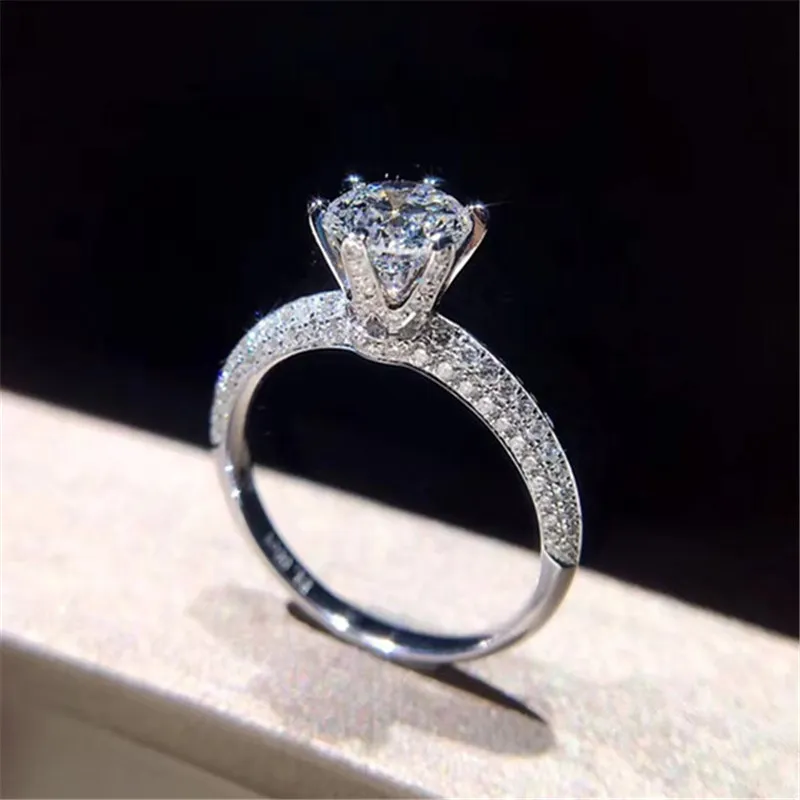 Choucong Classic Eternity Ring 100% Real 925 Sterling Silver Diamond Engagement Bröllop Band Ringar för Kvinnor Fine Smycken Gift