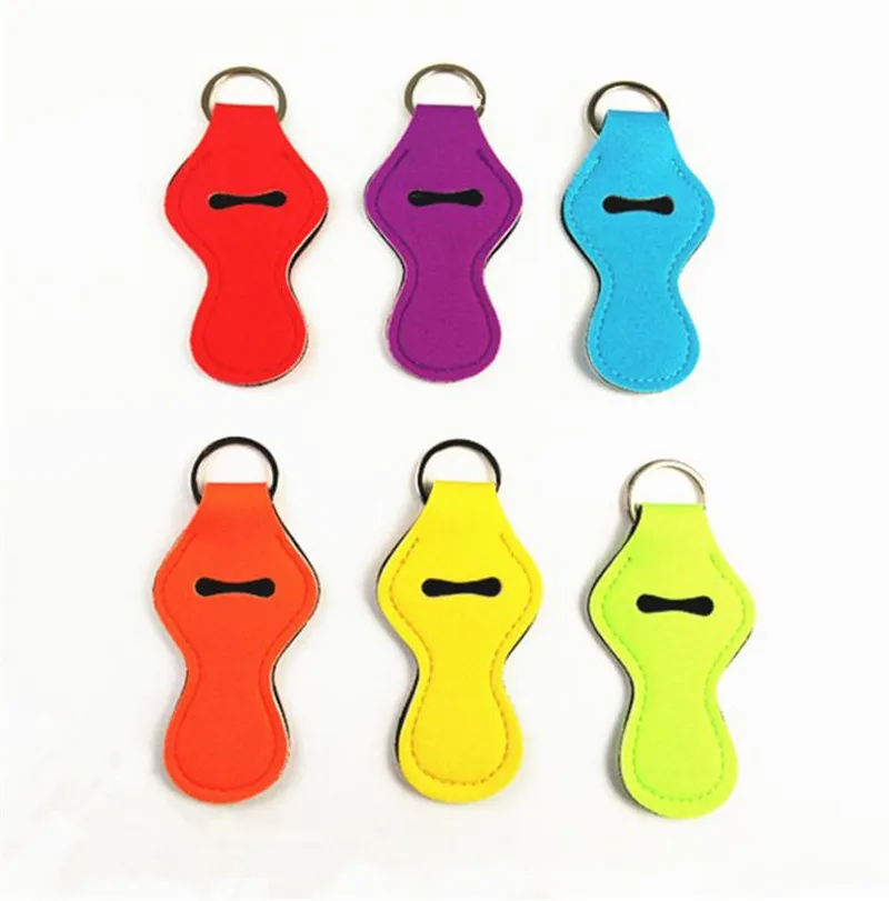 الفارغ chapstick الحامل مفتاح الملونة ملونة الصلبة النيوبرين سلسلة مفاتيح الشفاه الحزب الحزب لصالح DC357