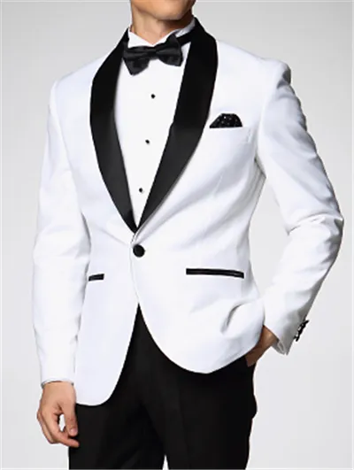 Popolare Groomsmen Scialle Risvolto One Button (Jacket + Pants + Tie) Smoking dello sposo Groomsmen Best Man Suit Mens Abiti da sposa Bridegroom b035
