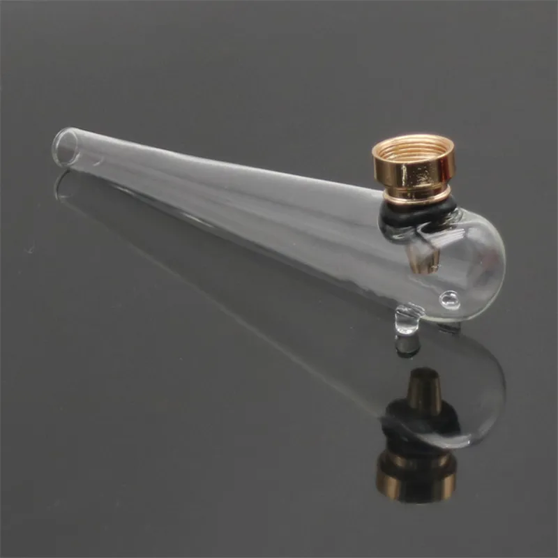 Pyrex Vetro Pipe tubo lungo trasparente Bong mano tubo Design innovativo filtro metallico portatile Tubi Bowl del tabacco