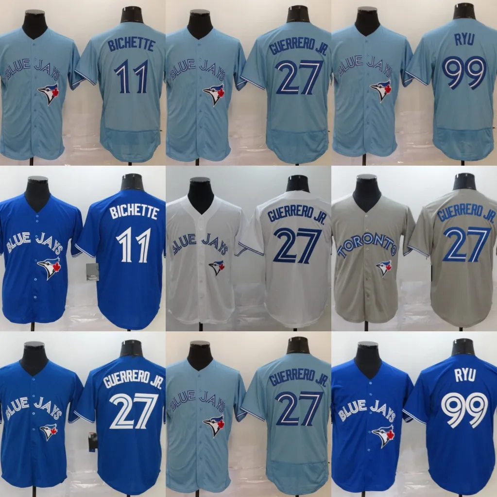 27 Vladimir Guerrero Jr. 11 Bo Bichette 99 Hyun-jin Ryu 2020 Nueva doble edición en stock Camisetas de béisbol