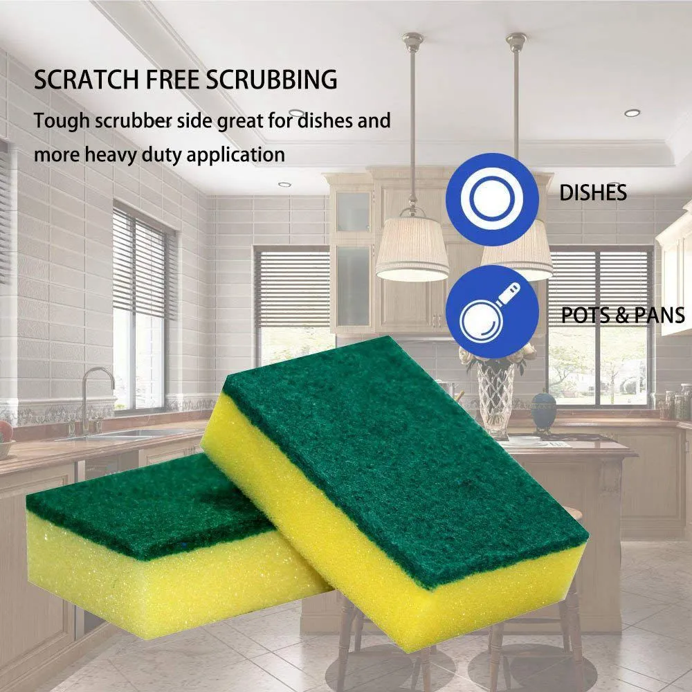 Scrubee - Esponja de limpieza resistente con estropajo, lavavajillas de  cocina, fregadero, olla y sartén, esponja de celulosa, no raya. por  Superio