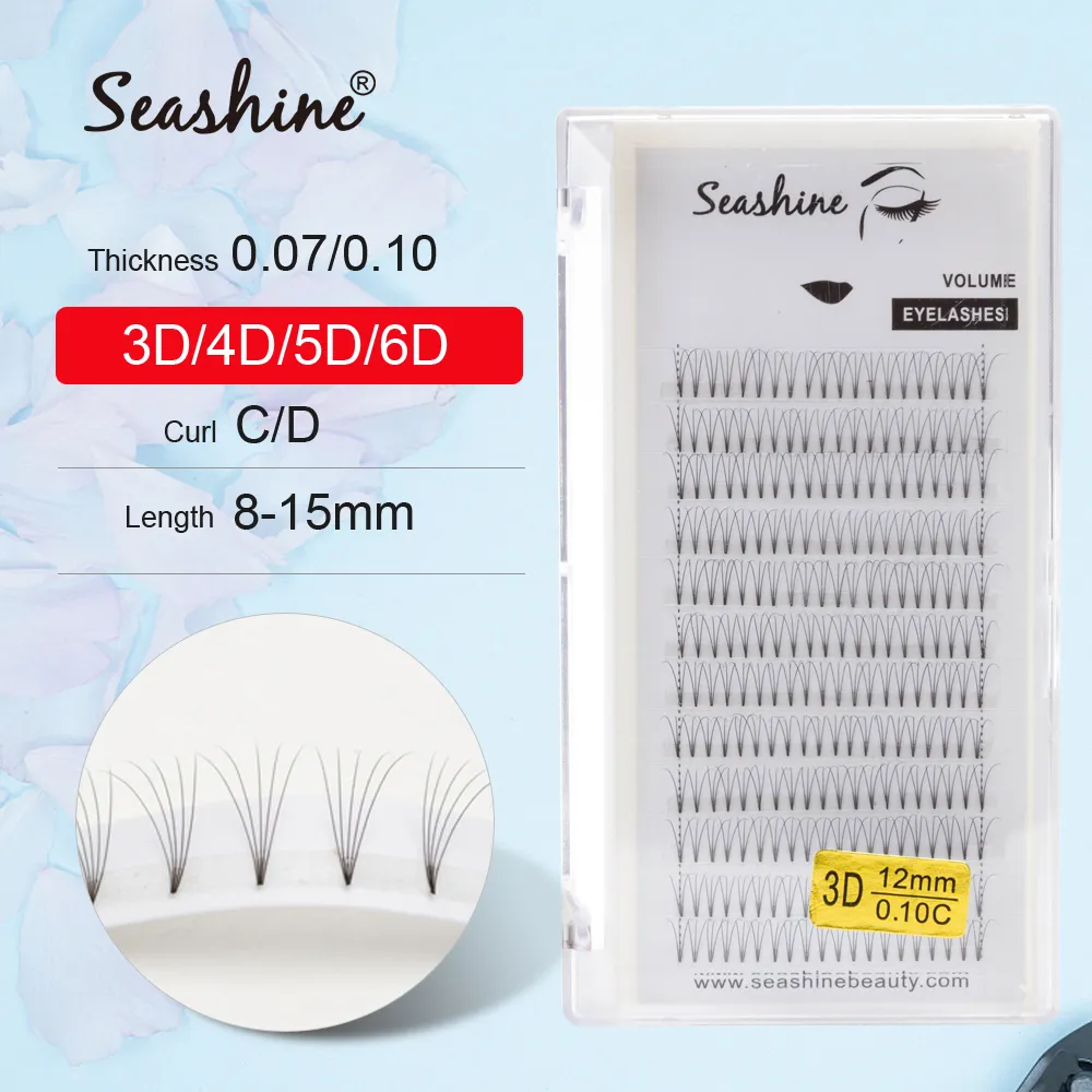 Seashine Faux Mink Krótki trzon Pamiętnik Lampa Laszy Fani 6D Rosja Tom Lashes Extension Premada -