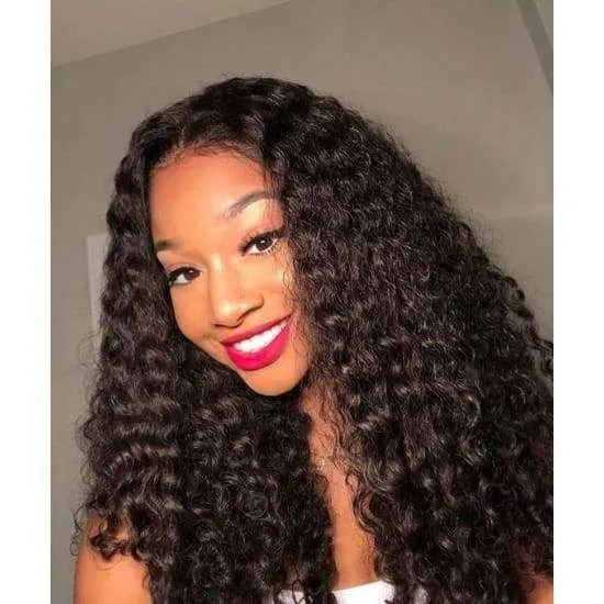 Mulheres charmosas afro kinky encaracolado peruca natural brasileira cabelo africano Ameri simulação cabelo humano kinky curly peruca com parte do meio