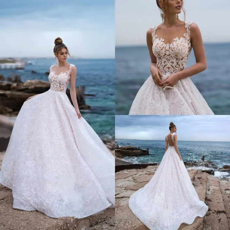 Elegant A Line Illusion Wedding Dress: Lace Applique,... From Greatvip ...