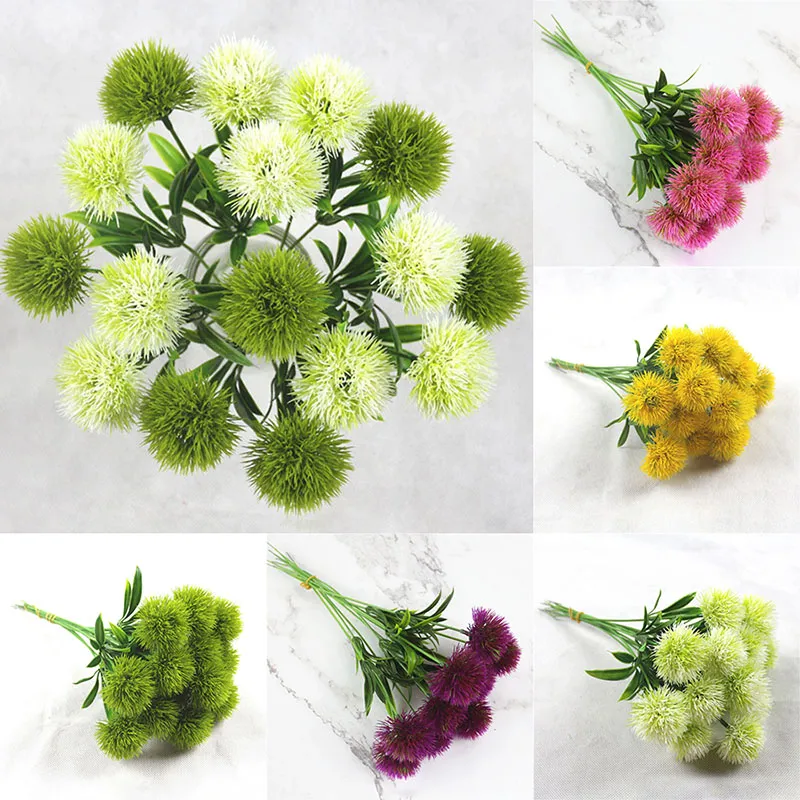 Decorative Flowers Single Stem Dandelion Artificial Flowers Dandelion Plastic Flower Party Wedding Table Centerpieces 5 Style WX9-1687