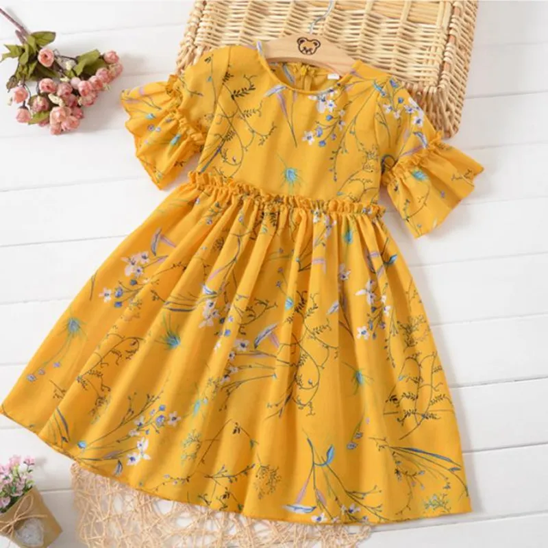 Designer Chiffon Floral Infant Dress Short Sleeve Princess Style