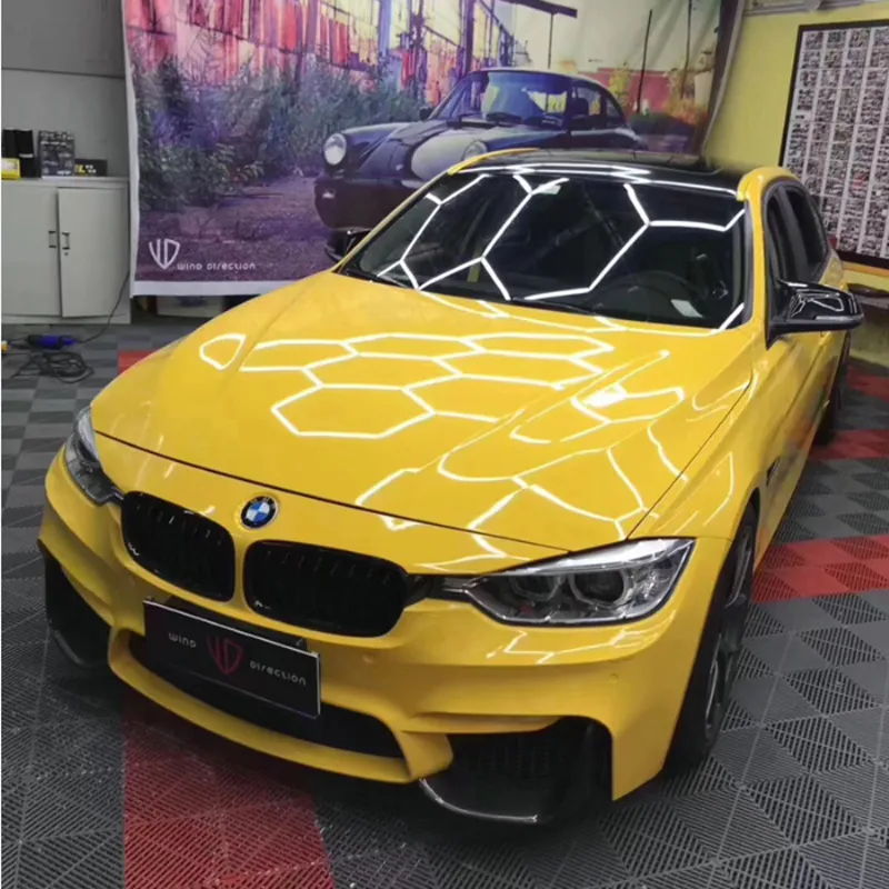 Yellow Glossy Self Adhesive Vinyl Cars Film Wrap For Car Wrapping