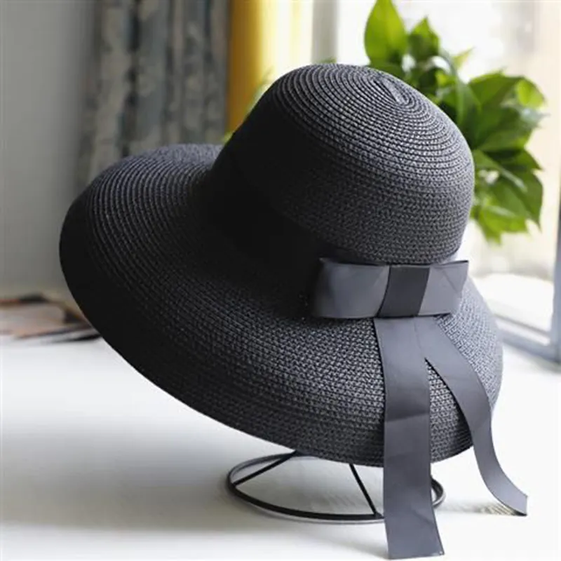 Hepburn Retro Black Straw Sun Hat: Versatile Holiday & Beach Hat For Women  From Bszx, $22.16