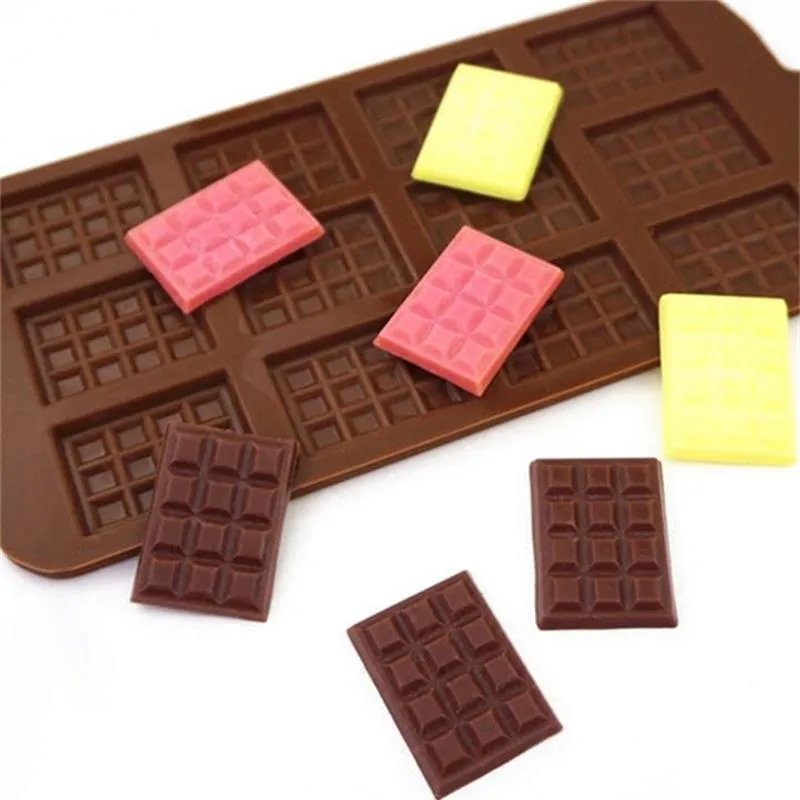 Siliconen mal 12 Zelfs chocoladevorm Fondantvormen DIY Candy Bar Mold Cake Decoratie Gereedschappen Keuken Bakken Accessoires
