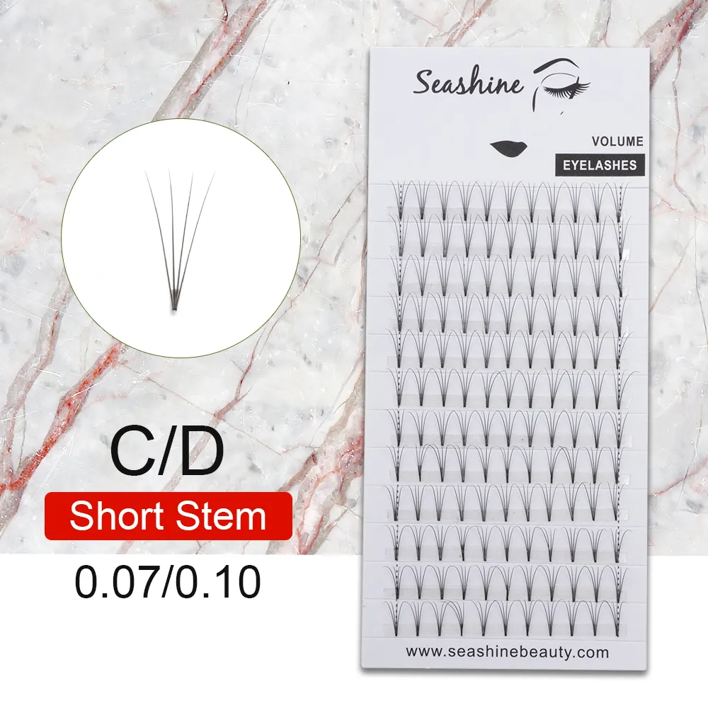 Seashine False Eyelashes 100% Hand Made Premade Fans 3D Short Stem Individual Lashes Extension Supplies Natural Long Russia Volume Lashes