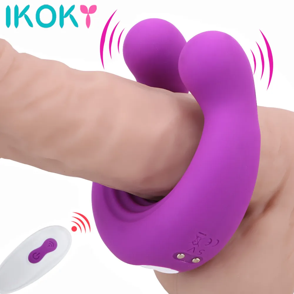 Vibratore di coppia per la stimolazione del clitoride del pene Giocattoli del sesso Vibratore dell'anello del rubinetto, massaggiatore stimolatore del clitoride del telecomando senza fili Y200616