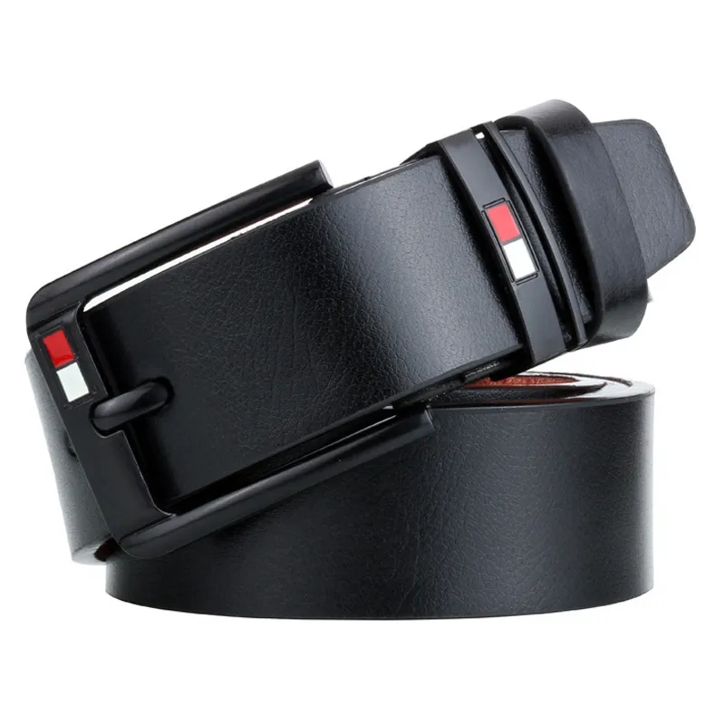 Hot High Quality Leather Belt Män Nya Business Bälten för Män Pin Buckle Fancy Vintage Designer Belt Mode Waist Beltmale T200615