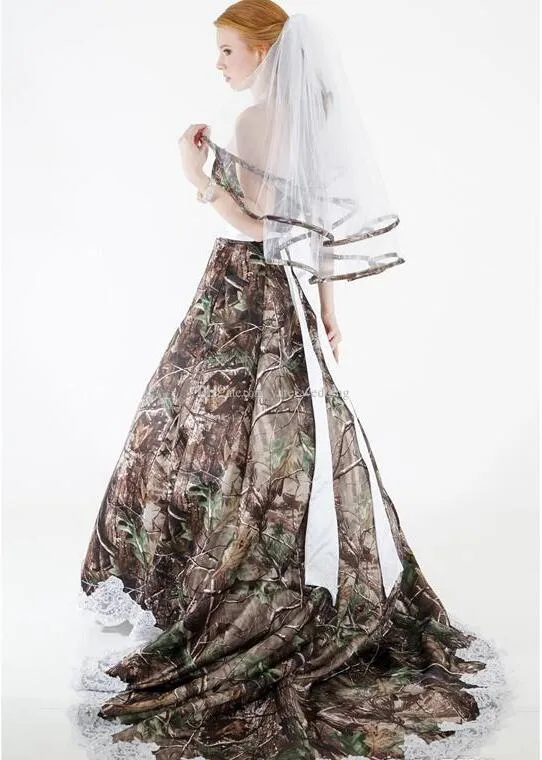 Wedding dress on sale with camo sash