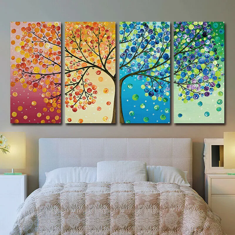 100% pintados à mão de alta qualidade enorme pintura a óleo da paisagem na lona Início Wall Decor Arte Moderna Pintura Decorativa Four Season Árvore L88