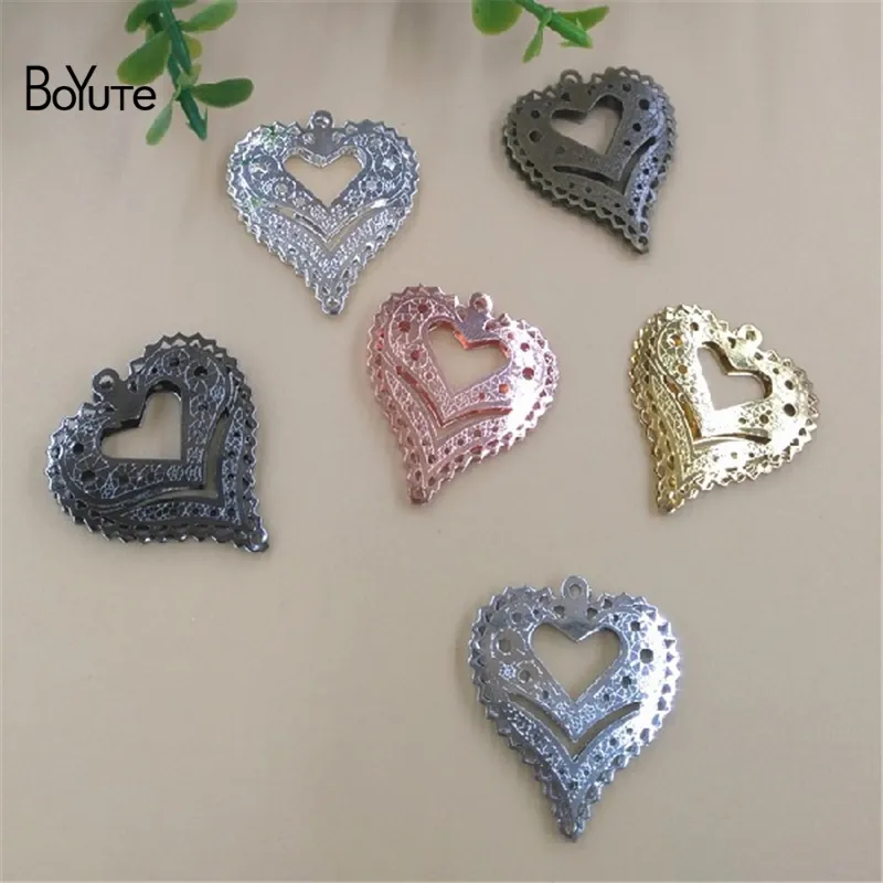 BoYuTe (20 pezzi / lottp) 30 * 27mm pendente del cuore di fascini all'ingrosso fai da te fatti a mano in filigrana in ottone accessori di gioielli