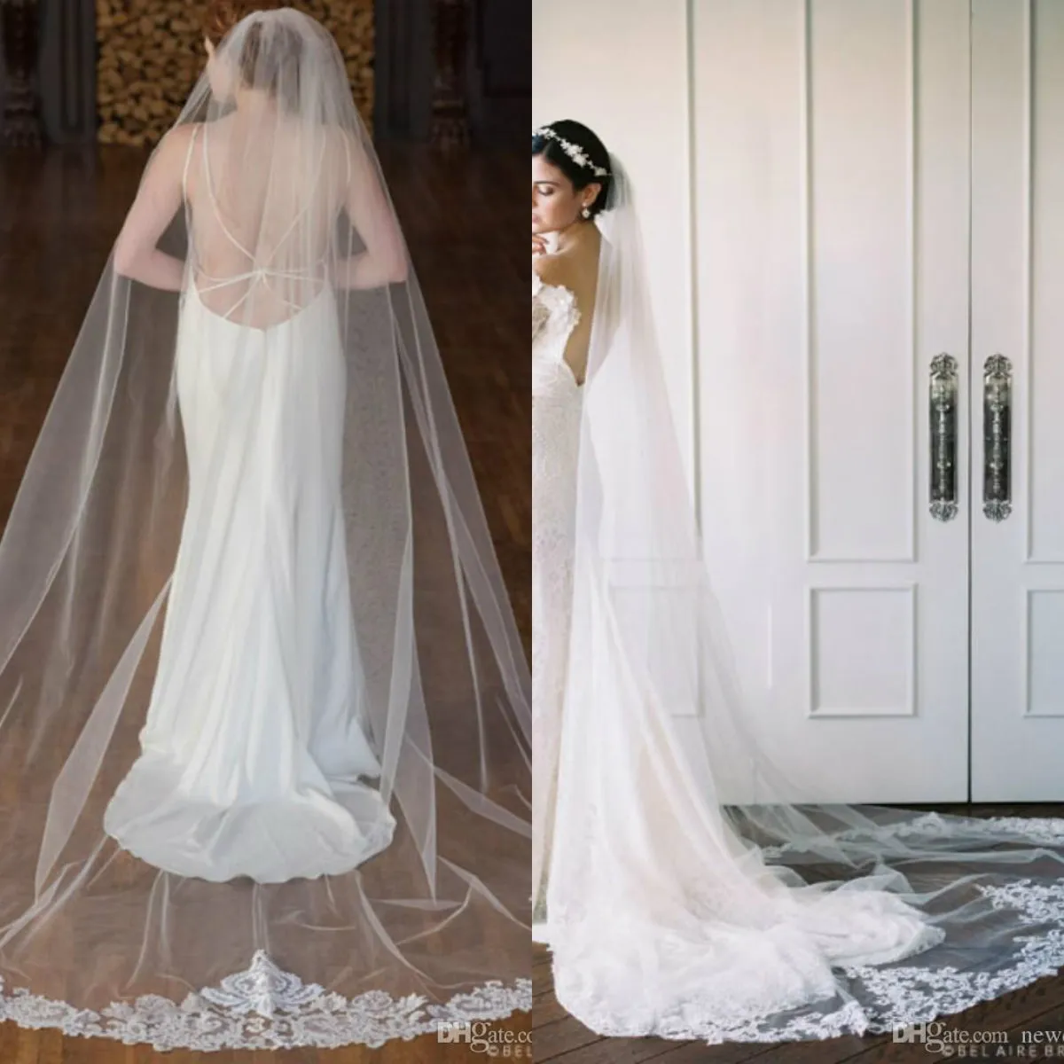 صور حقيقية 2020 حجاب الزفاف كاتدرائية كريستال فاخرة 300 * 200 يزين طويل مطرز حسب الطلب أحجام الزفاف عالية الجودة مع أمشاط