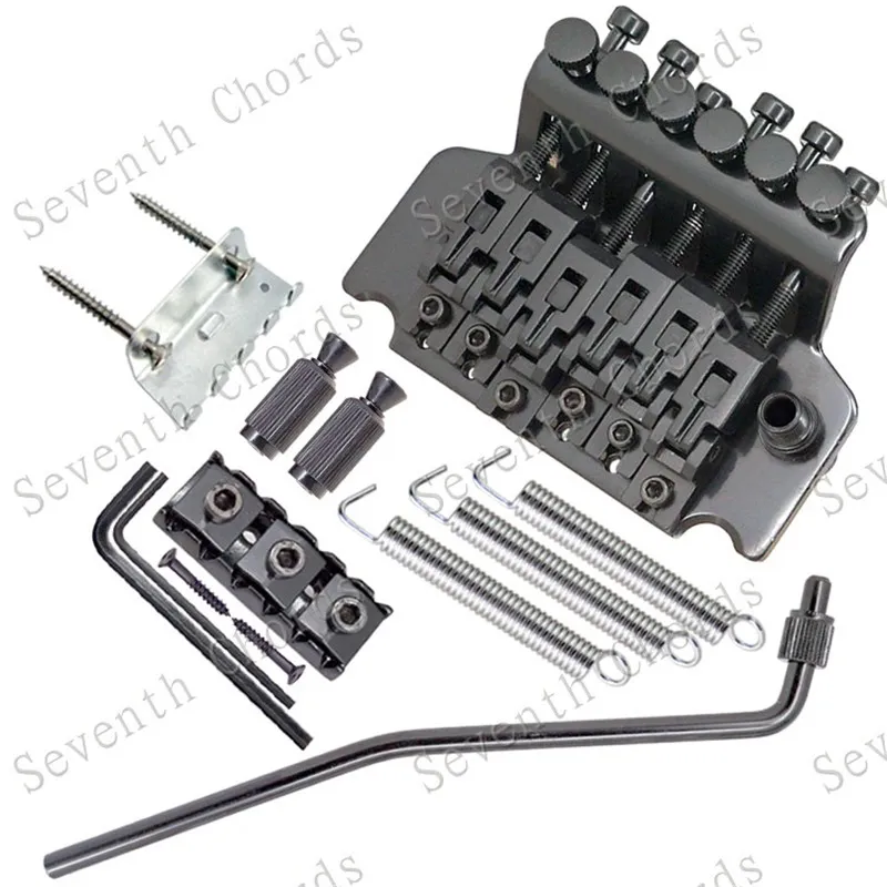 A set of left-hand black Electric Guitar Bridge Guitar Parts 6 Strings Bridge Musical instruments accessories