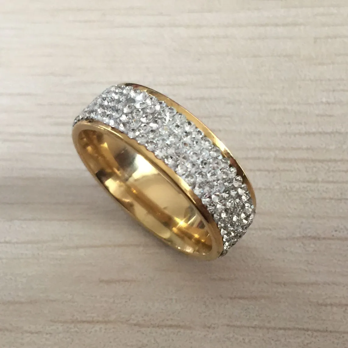 Anillos de boda de cristal de diamante de circonio cúbico de Austria lleno de oro de 18 quilates de calidad superior para mujer Anillo de compromiso de acero inoxidable Anillos Anel