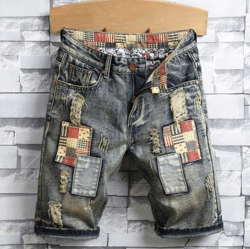 Nouveau Mode Hommes Ripped Jeans court été Vêtements de haute qualité d'été Shorts Denim Short Homme respirant