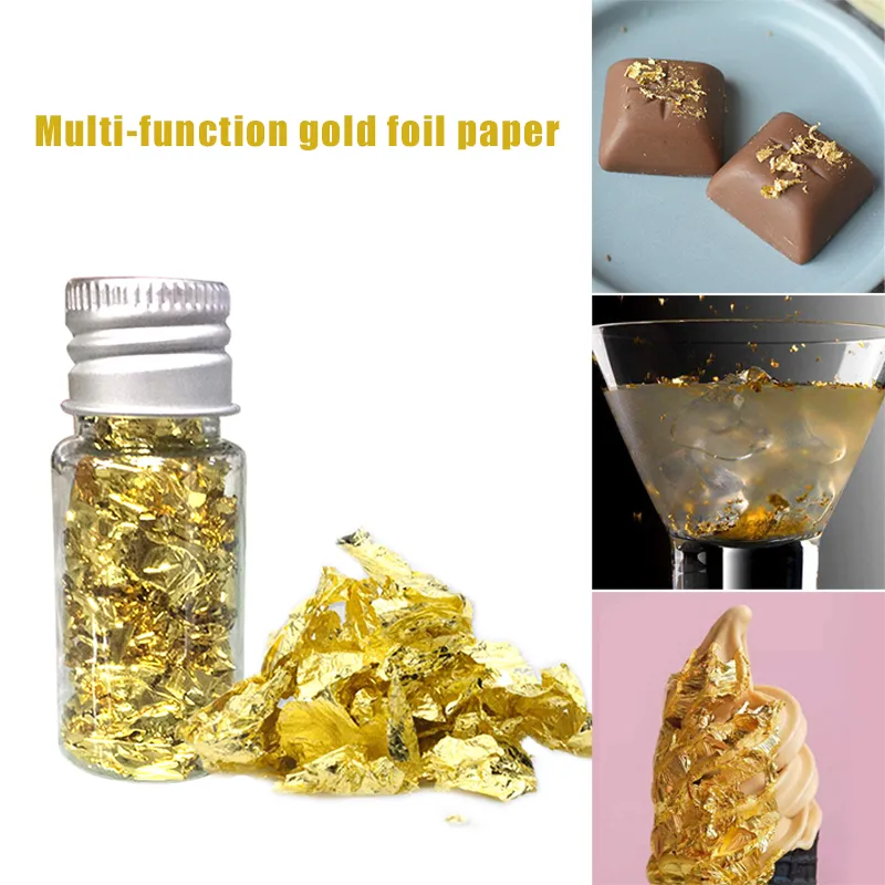 Hoja de oro comestible de papel Flake para los platos de la máscara facial  Decoración Cocinar SPA LBShipping