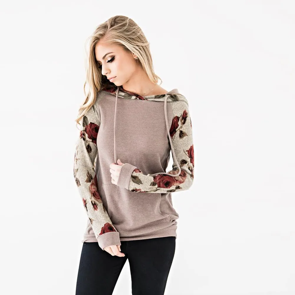 Mulheres Moletom Com Capuz Camisola Nova Primavera Breve Flor Tee Roupas Femininas Tops Chique Pullover Top Com Capuz Hoodies Gmy Treino