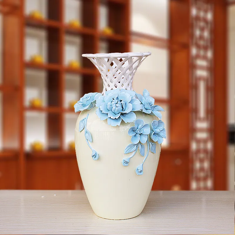 Comprar jarrón de cerámica con decorado floral multicolor