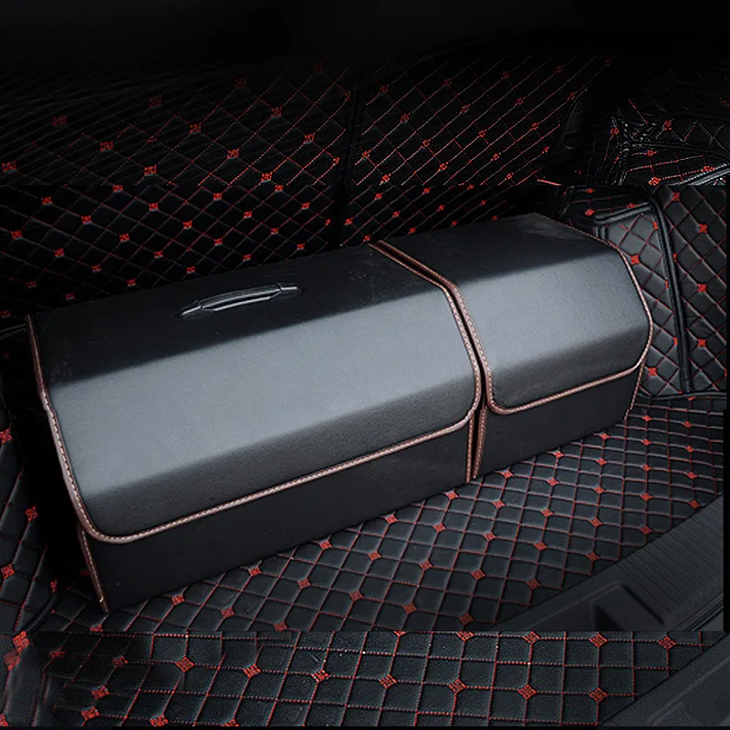 Large PU Leather Trunk Organizer Nearby Box Foldable Storage Bag For
