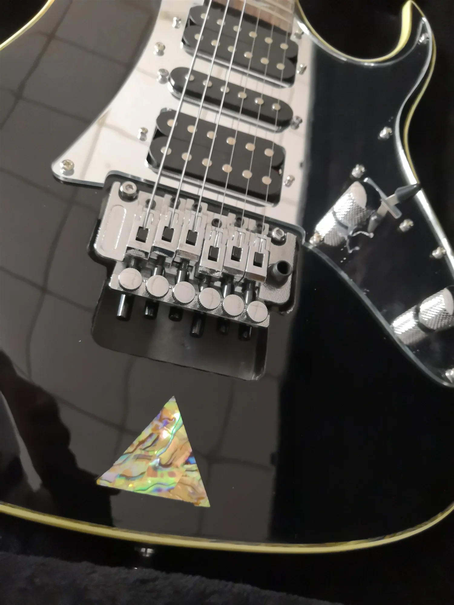 Custom HHS Black Electric Guitar With Colorful Shell Inlay Custom HHS Black Electric Guitar With Colorful Shell Inlay