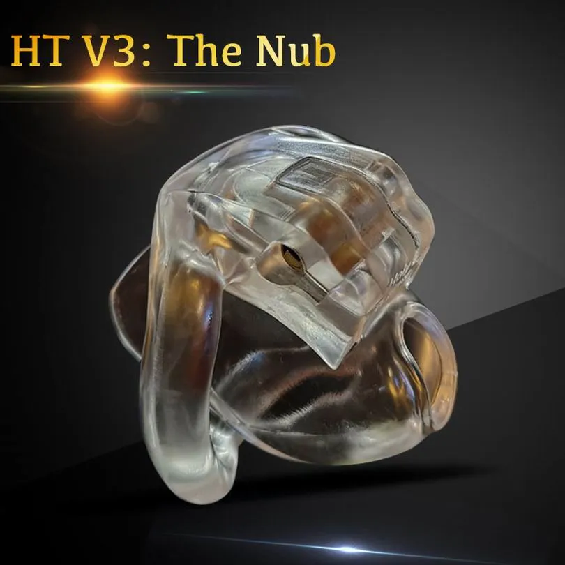 The Nub of HT V3 Male Chastity Device with 4 Rings Super Small Resin Penis Rings Lås Cock Cage Bondage Bälte Vuxen SM Sexleksaker Produkter