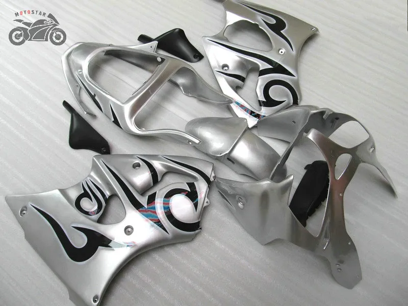 Högkvalitativa kinesiska mässor för Kawasaki 2005 2006 2008 ZZR600 05-08 ZZR 600 Silver Road Race Injection Motorcykel Fairing Kit